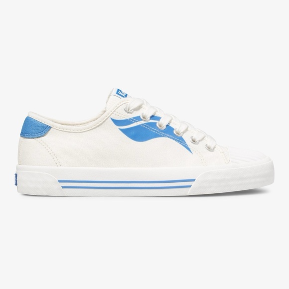 Keds womens White and Blue Canvas Sneakers size 8.5 NWOT - Picture 1 of 6